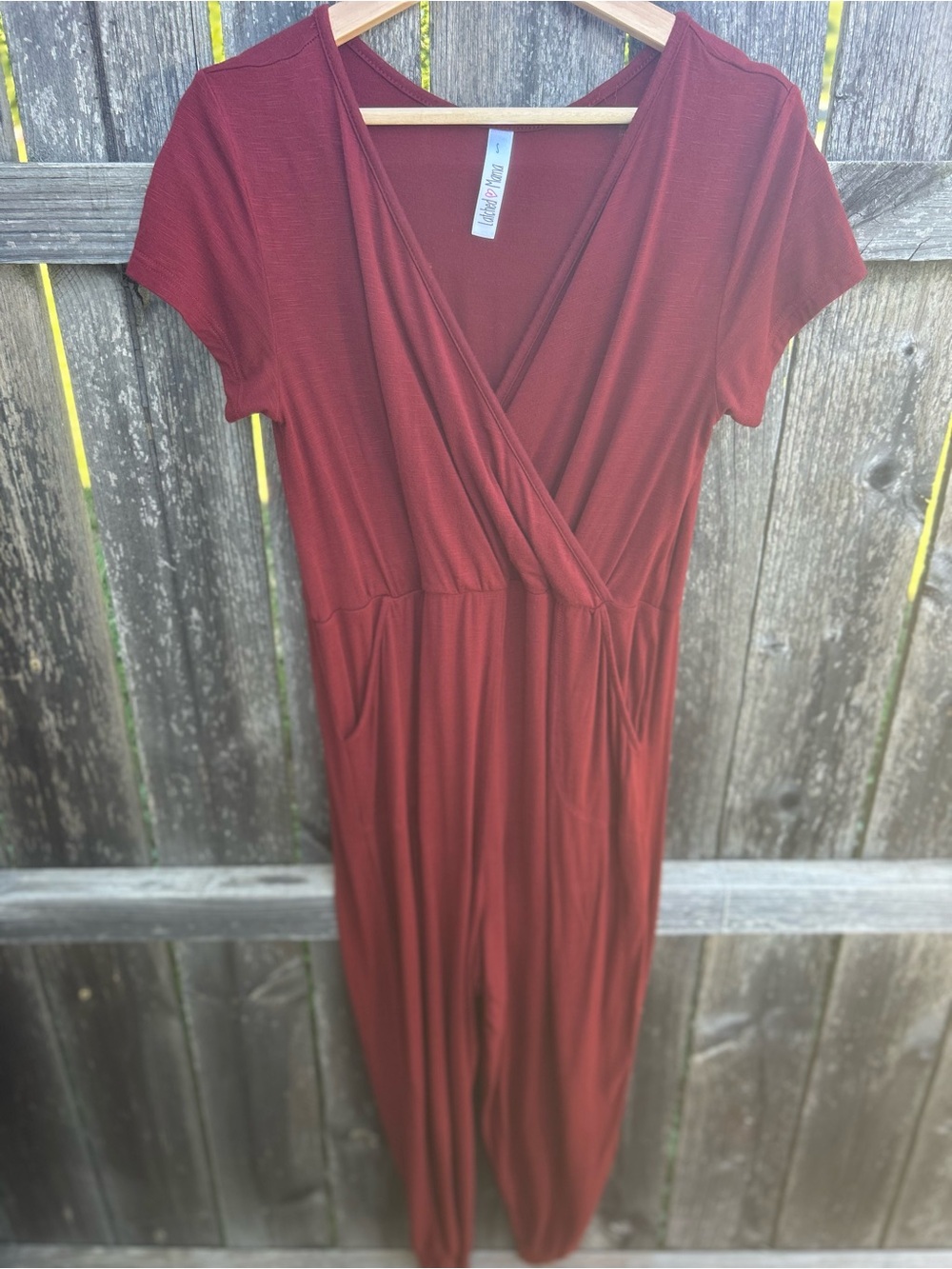 Latched Mama Burgundy Short Sleeve Nursing Jumpsuit S